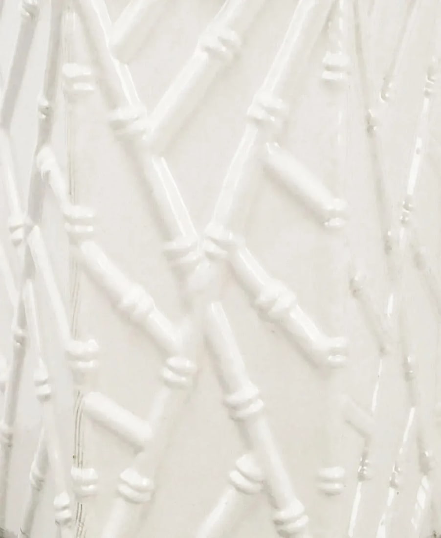 White Ceramic Hexagonal Bamboo Relief Table Lamps - a Pair - 5
