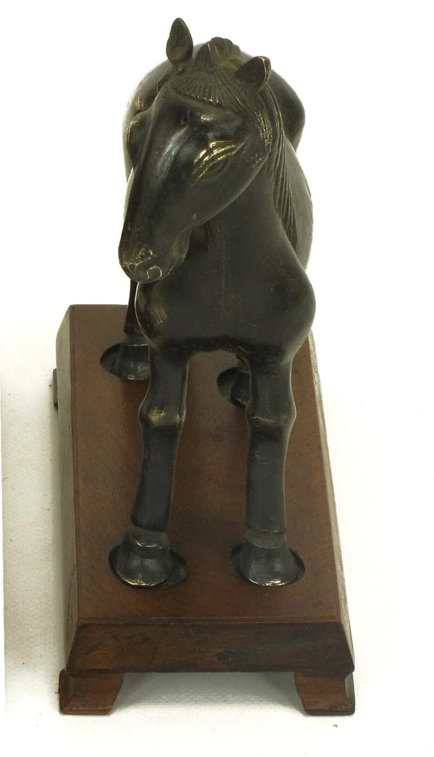 Bronze Arabian Stallion Figures Ion Footed Mahogany Plinths - a Pair - 8