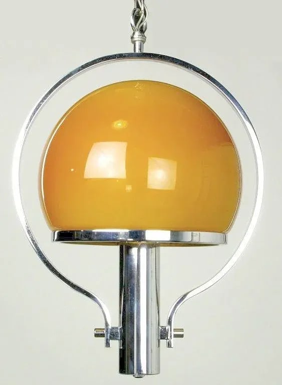 Spherical Amber Cased Glass and Chrome Chandelier - 2