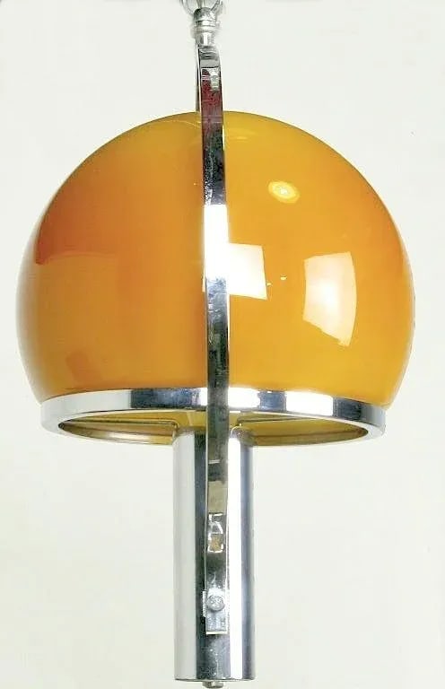 Spherical Amber Cased Glass and Chrome Chandelier - 3