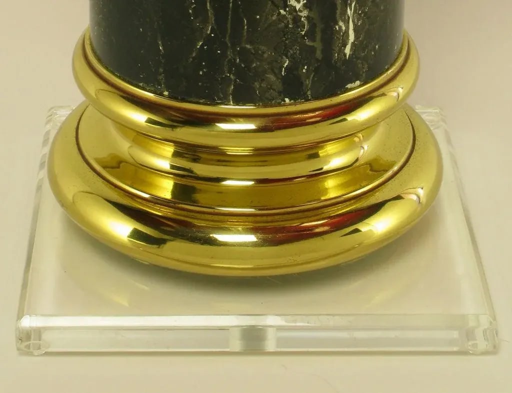 Overscale Ionic Column Table Lamps in Brass & Lucite - a Pair - 7