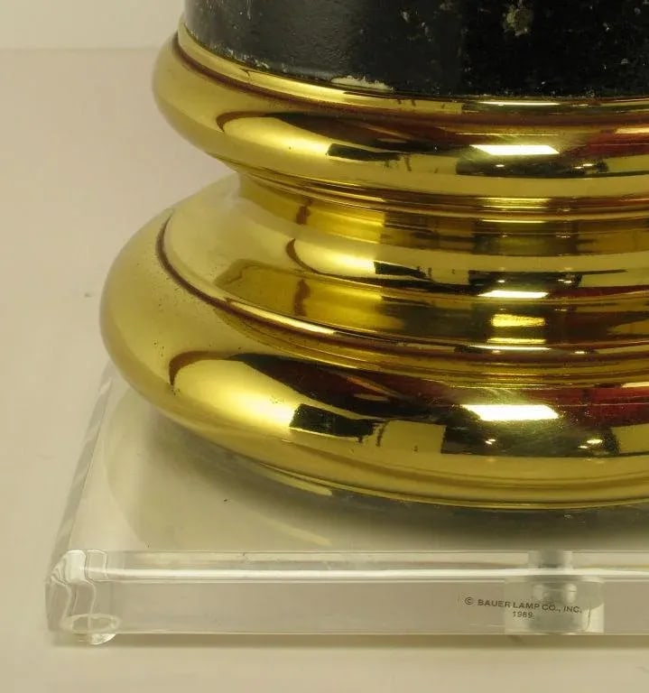 Overscale Ionic Column Table Lamps in Brass & Lucite - a Pair - 8