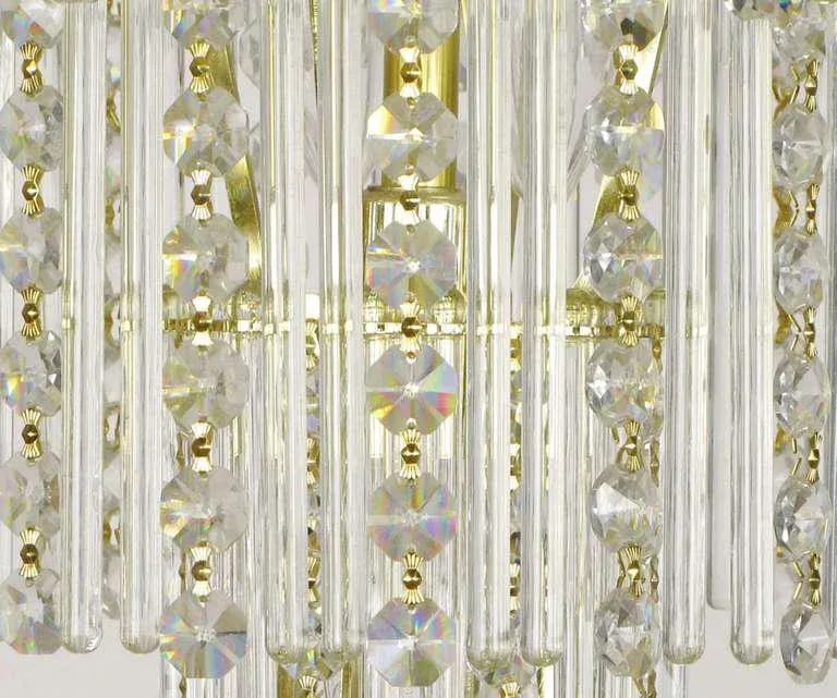 Seven Tier Crystal Beads and Rods Brass Chandelier - 4