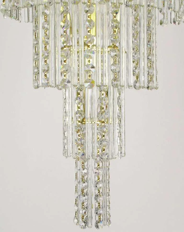 Seven Tier Crystal Beads and Rods Brass Chandelier - 5
