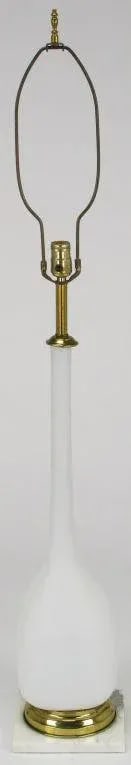 White Murano Glass & Carrera Marble Base Table Lamp - 2