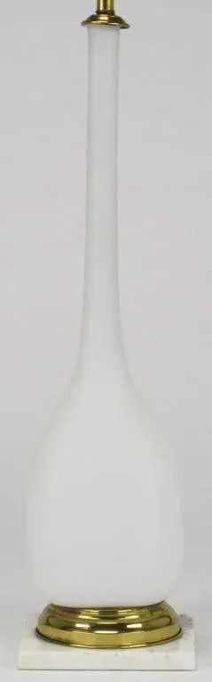 White Murano Glass & Carrera Marble Base Table Lamp - 3
