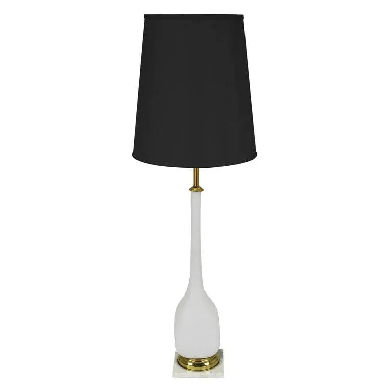 White Murano Glass & Carrera Marble Base Table Lamp - 5