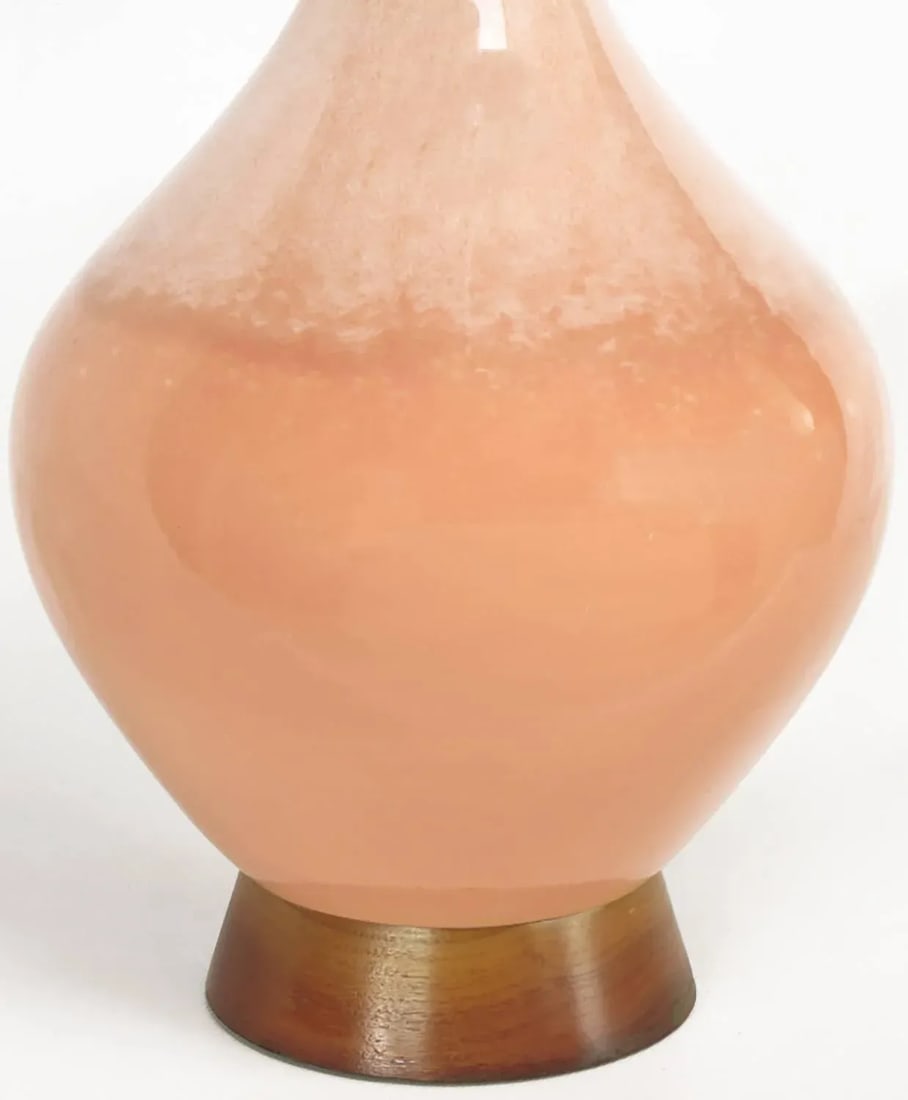 Large Coral Drip Glaze Pottery Table Lamp - 6