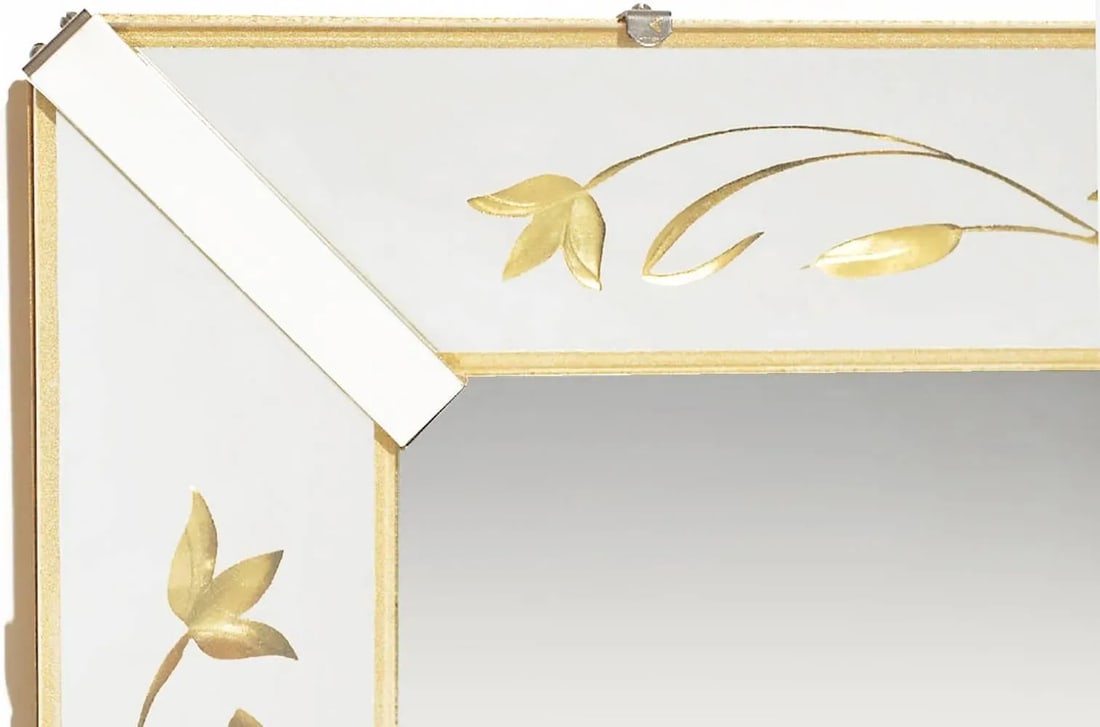 Etched and Reverse Gilt Mirrored Frame Art Deco Mirror With Foliate Detail - 2