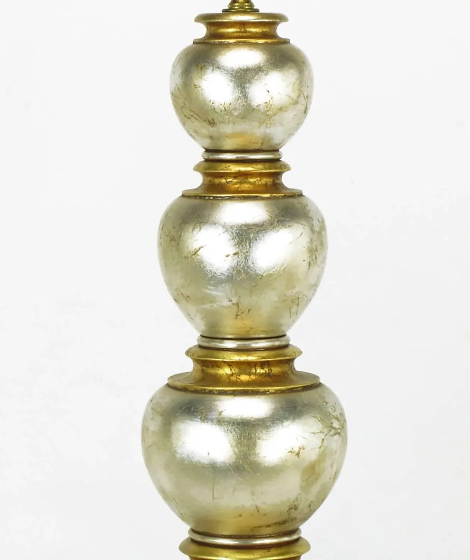 Frederick Cooper Silver and Gold Leaf Stacked Ball Table Lamp - 4