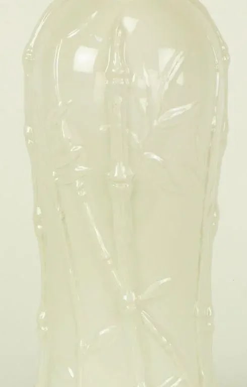 Glazed White Bamboo Relief Ceramic Table Lamp - 4
