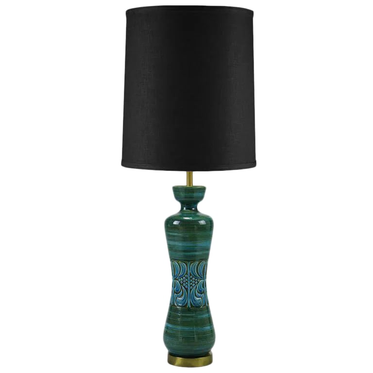 Hand Thrown, Blue & Green Glazed Pottery Table Lamp (1 of 8)