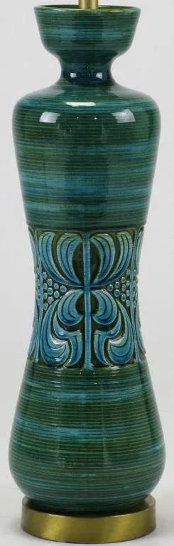 Hand Thrown, Blue & Green Glazed Pottery Table Lamp - 5