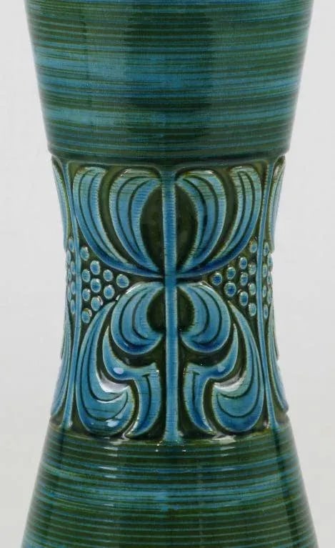 Hand Thrown, Blue & Green Glazed Pottery Table Lamp - 6
