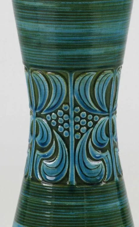 Hand Thrown, Blue & Green Glazed Pottery Table Lamp - 7