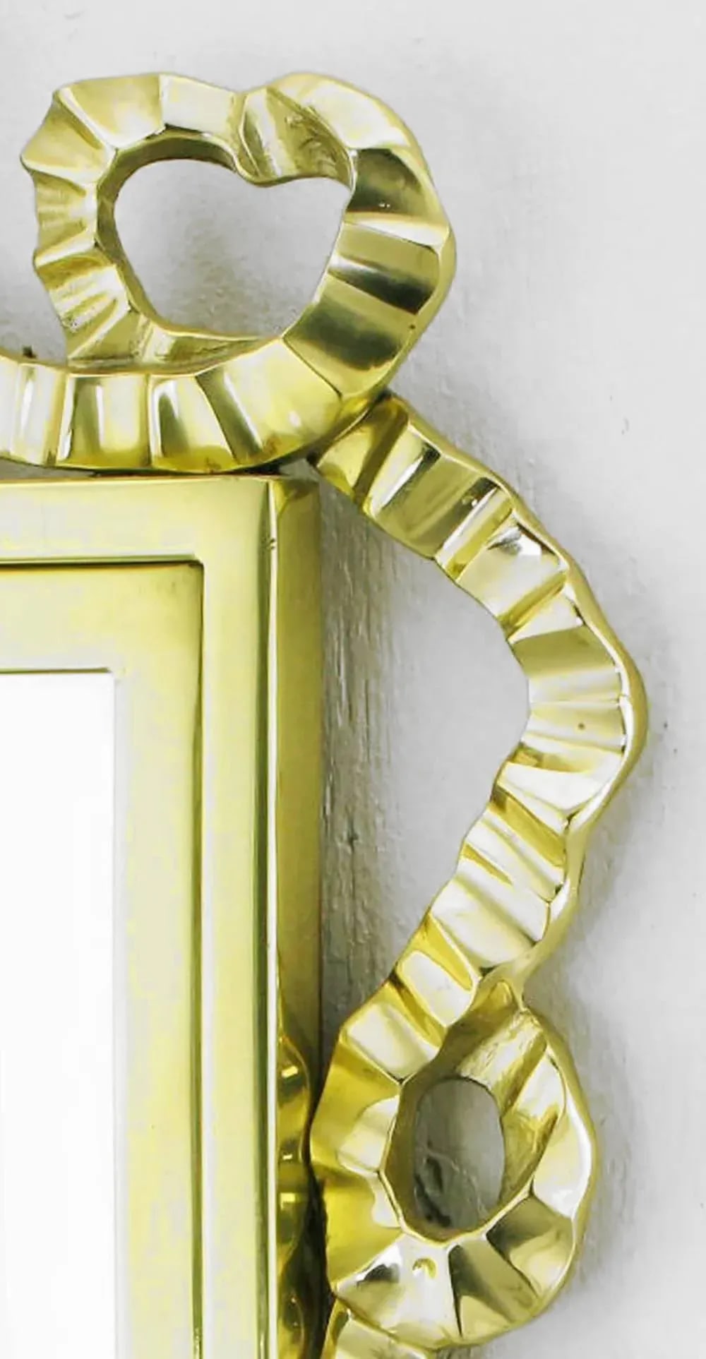 Brass Wall Mirror With Solid Brass Ribbon Swag - 6