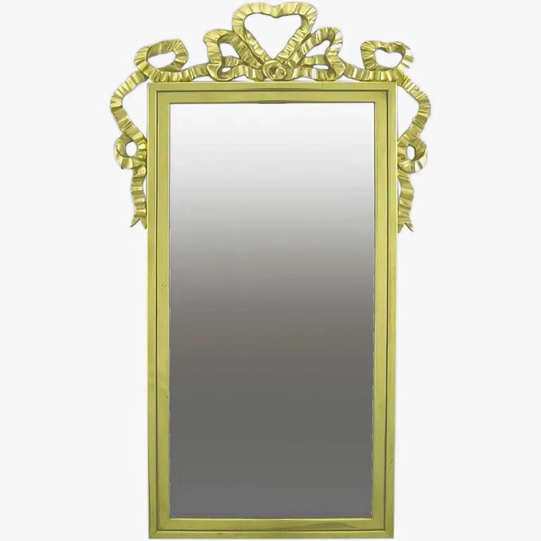 Brass Wall Mirror With Solid Brass Ribbon Swag - 7