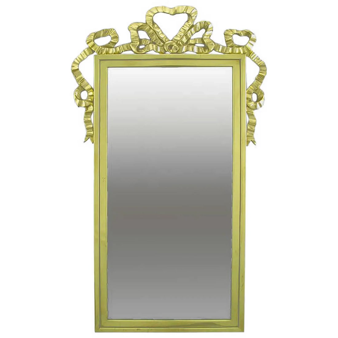 Brass Wall Mirror With Solid Brass Ribbon Swag - 8