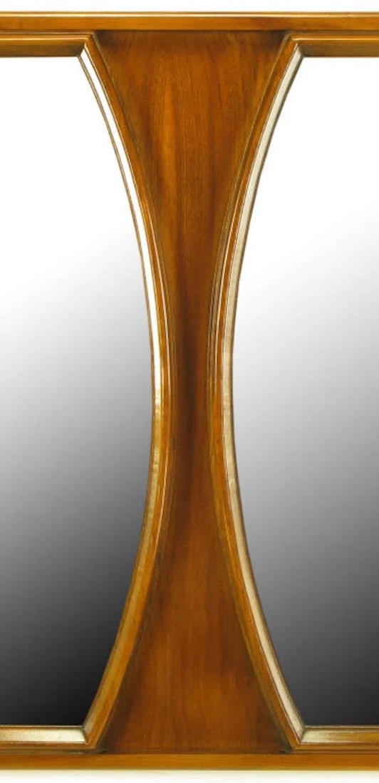 Modern Walnut Double Barrel Mirror - 3
