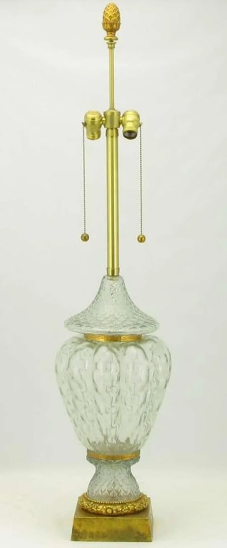 Marbro Crystal Vase Table Lamp With Brass Trim - 2