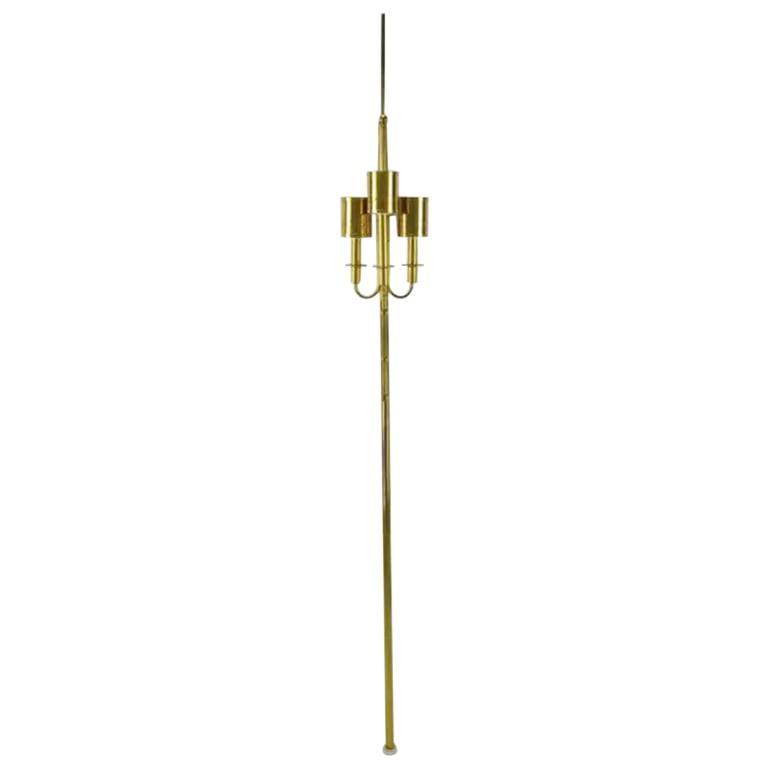 Three-Light Pole Lamp With Polished and Pierced Brass Shades (1 of 9)