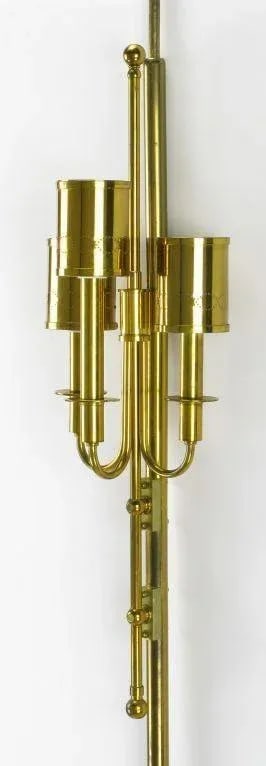 Three-Light Pole Lamp With Polished and Pierced Brass Shades - 5