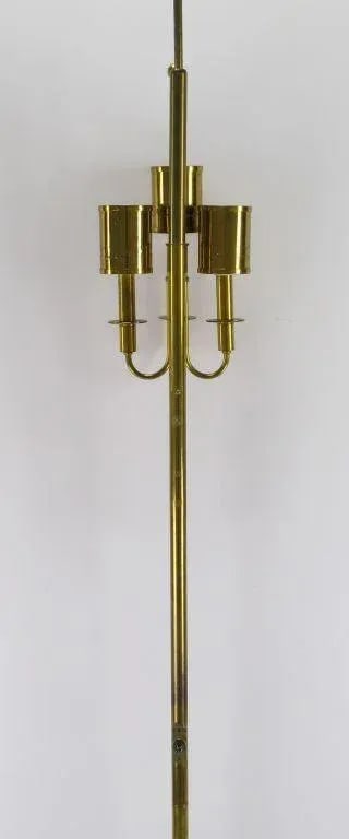 Three-Light Pole Lamp With Polished and Pierced Brass Shades - 8