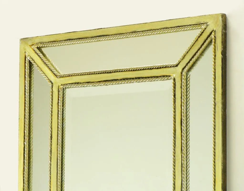 Italian Aged Silver Leaf Mirror With Rope Border - 3