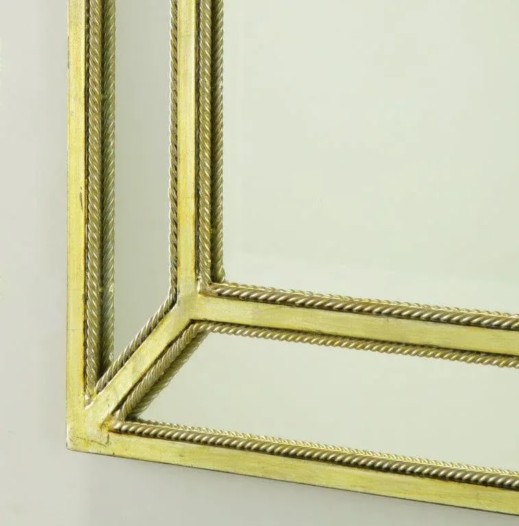 Italian Aged Silver Leaf Mirror With Rope Border - 4