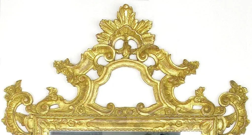 Large Italian Carved and Gilt Wood Rococo Mirror - 2