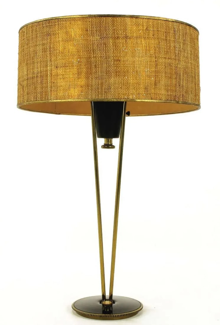 1950s Stiffel Black Lacquer and Brass Suspension Table Lamp - 2