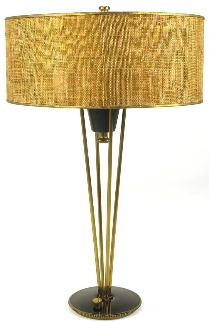 1950s Stiffel Black Lacquer and Brass Suspension Table Lamp - 3