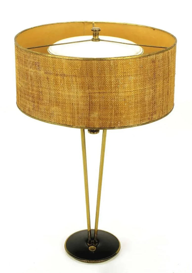 1950s Stiffel Black Lacquer and Brass Suspension Table Lamp - 4