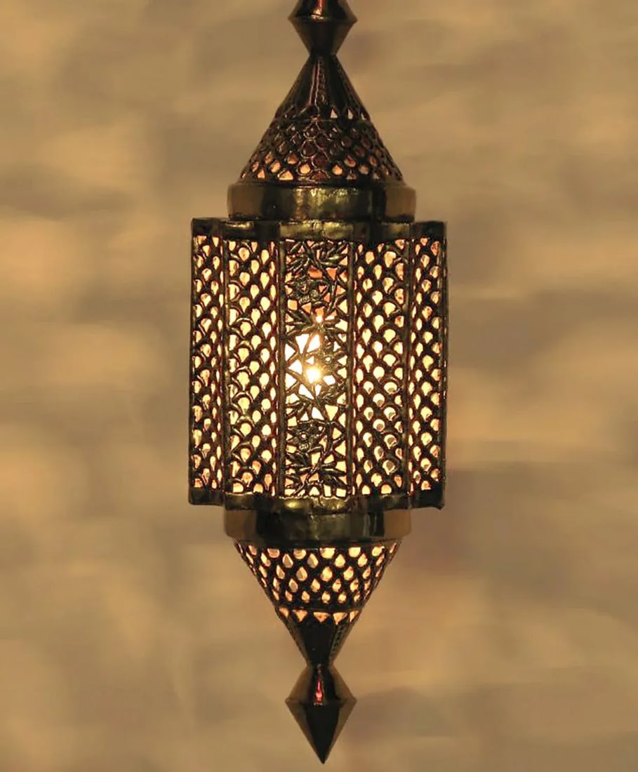 Moroccan Style Reticulated Brass Pendant Light - 5