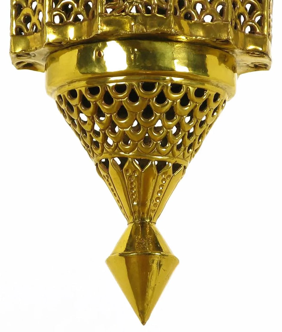 Moroccan Style Reticulated Brass Pendant Light - 7