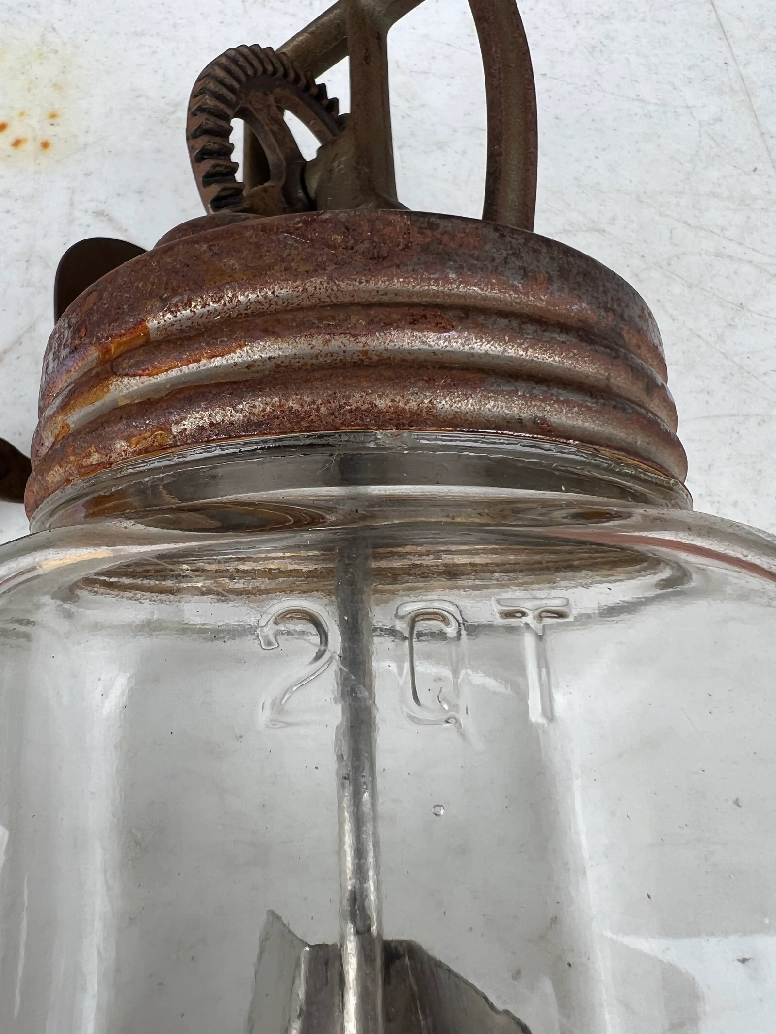 Antique Butter Churn Jar With Wooden Handle - 2