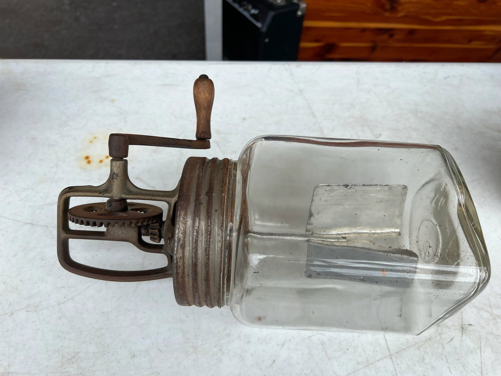 Antique Butter Churn Jar With Wooden Handle - 6