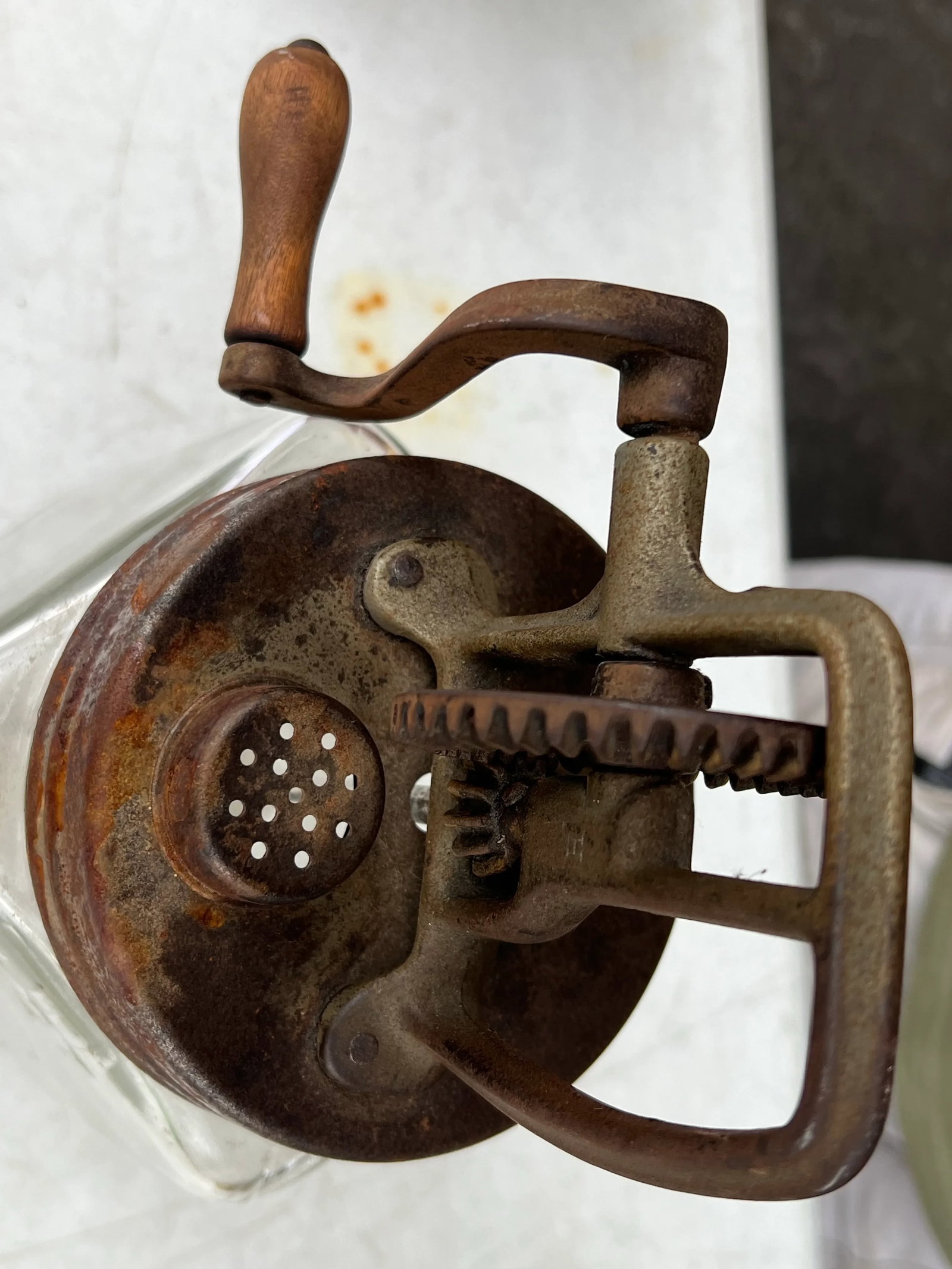 Antique Butter Churn Jar With Wooden Handle - 8