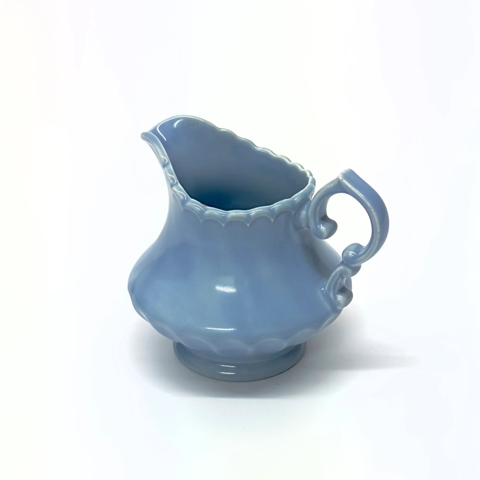 Mid 20th Century Textured Sky Blue Ceramic Pitcher Curation - Group of 3 - 3