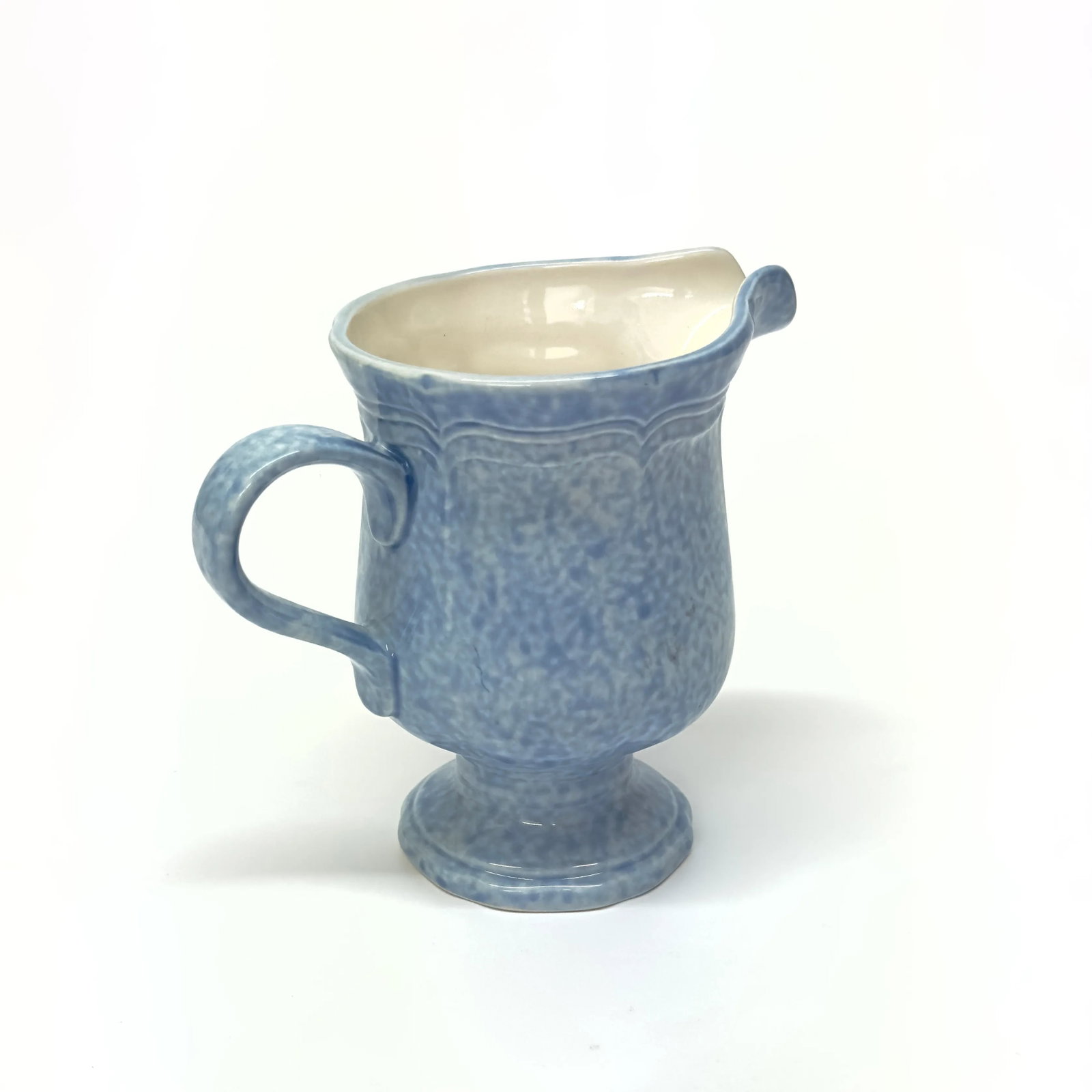 Mid 20th Century Textured Sky Blue Ceramic Pitcher Curation - Group of 3 - 4