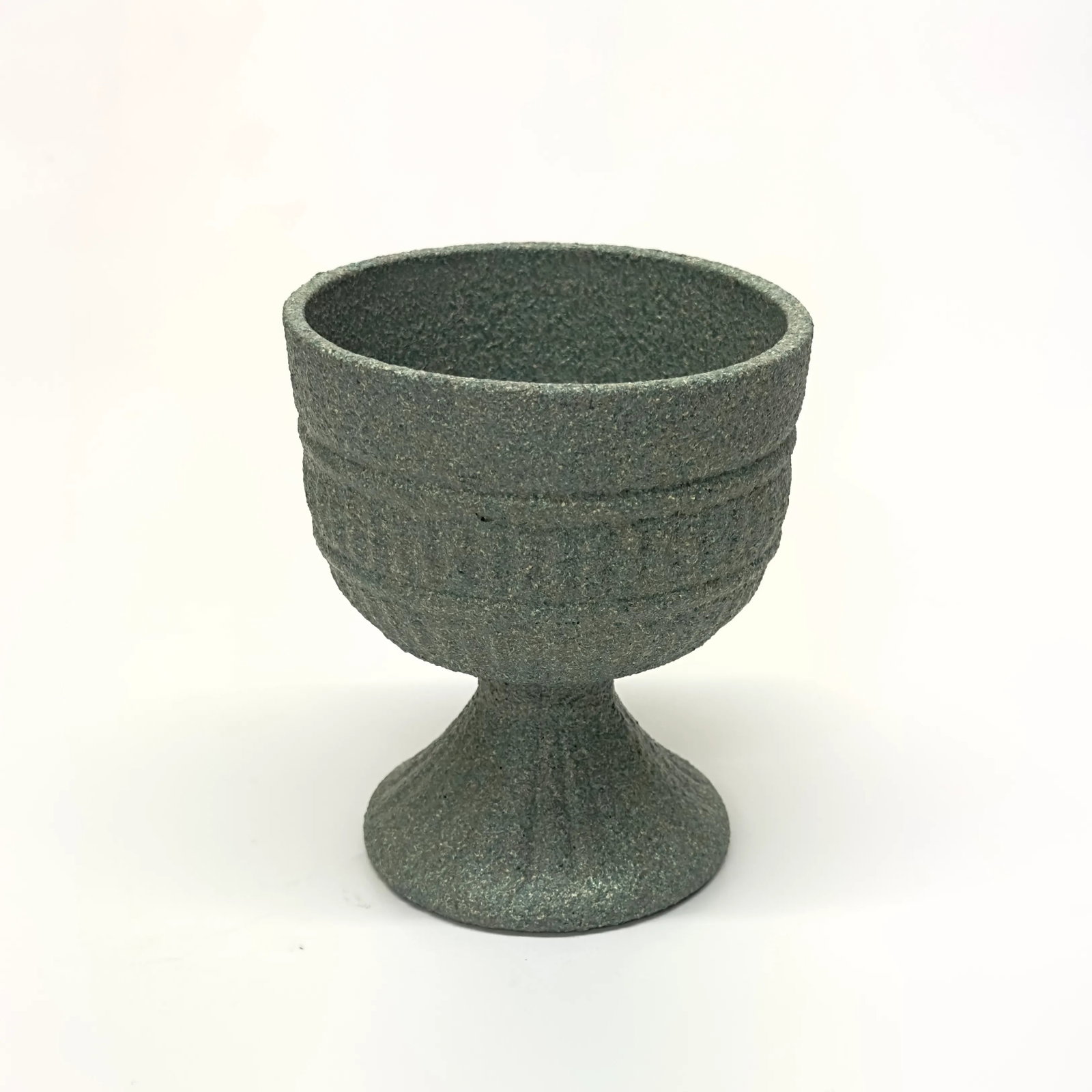 Olive Green Matte Ceramic Stemmed Planter Curation - Group of 3 - 7