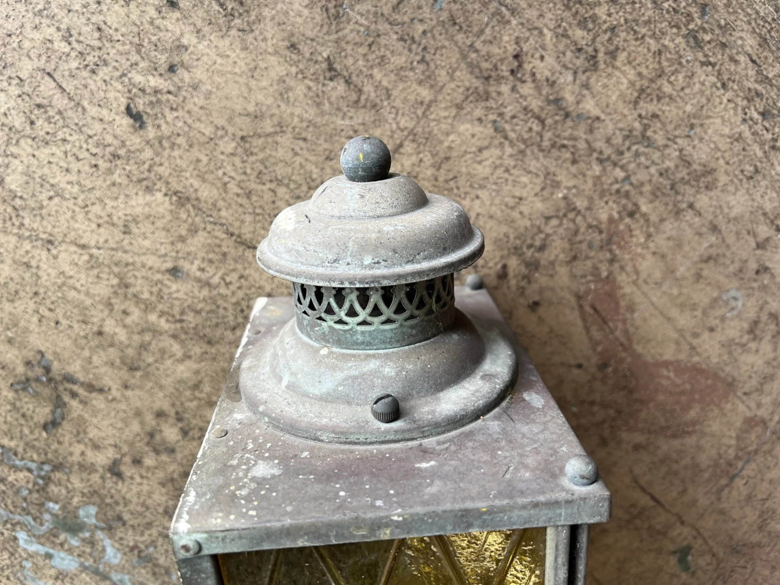 1940s Carriage Lamp With Harlequin Yellow Glass - 4