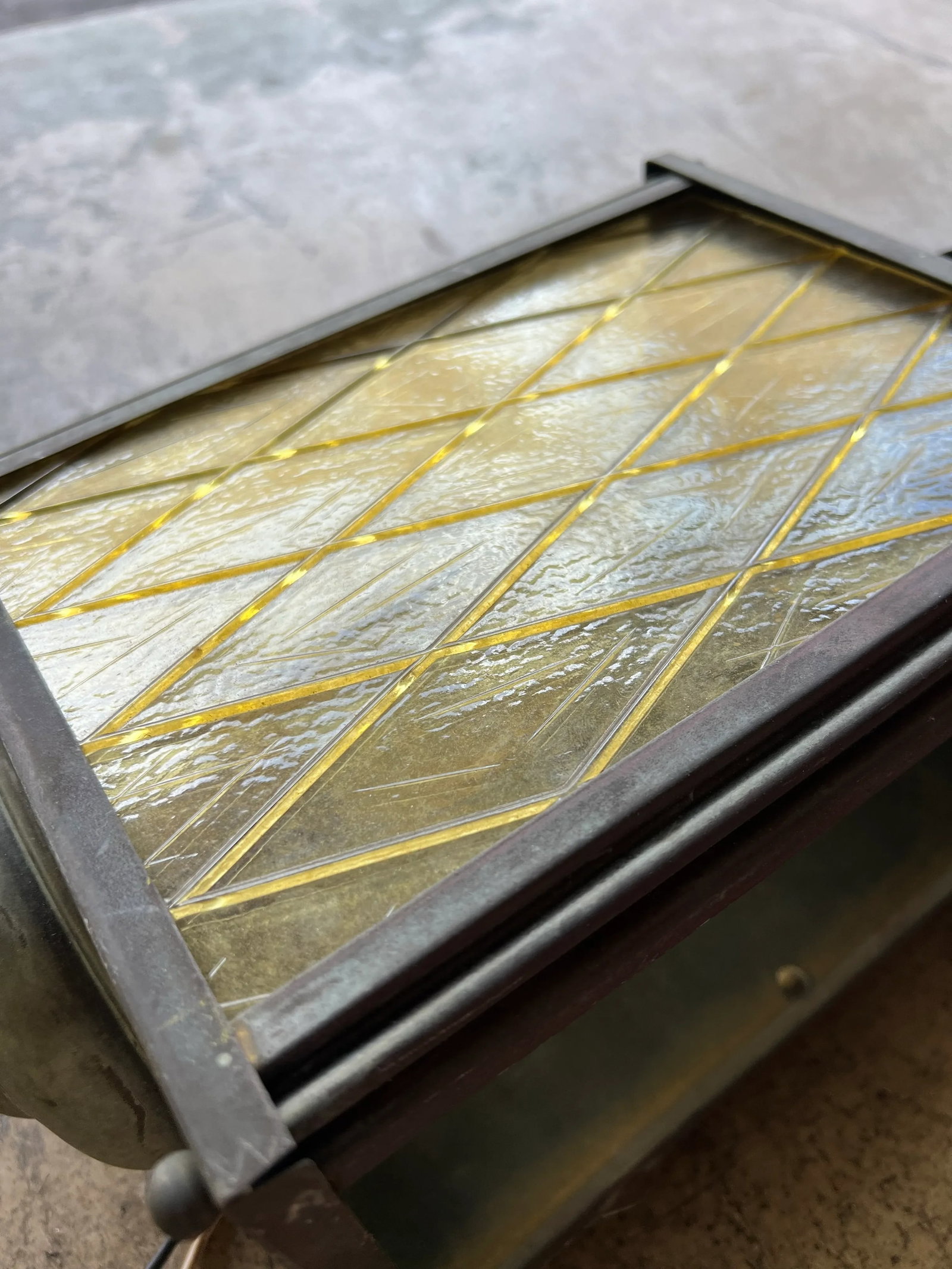 1940s Carriage Lamp With Harlequin Yellow Glass - 5