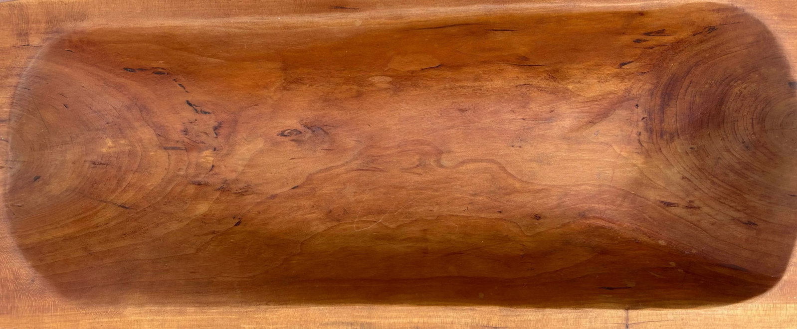 Vintage Hand Carved Long Wood Dough Bowl - 10