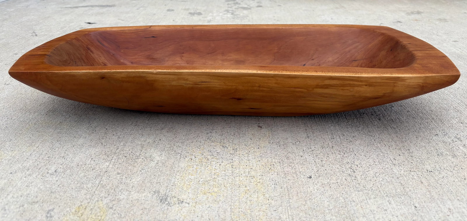 Vintage Hand Carved Long Wood Dough Bowl - 2