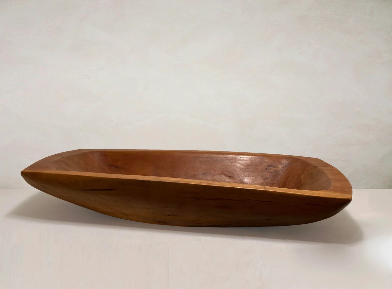 Vintage Hand Carved Long Wood Dough Bowl - 3