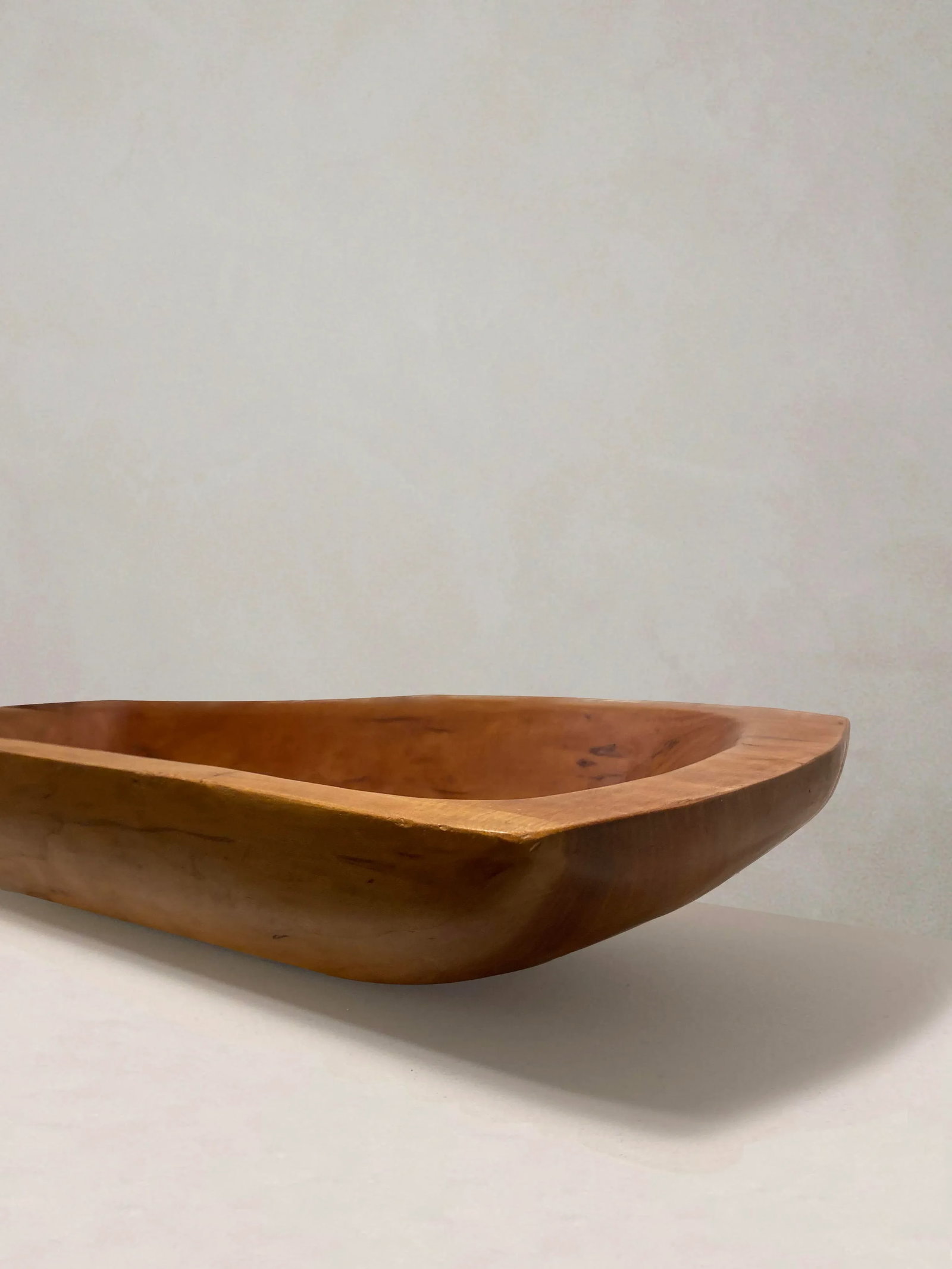Vintage Hand Carved Long Wood Dough Bowl - 6