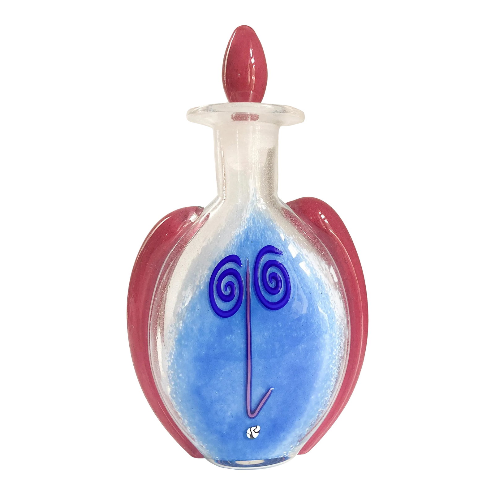 Postmodern Style Fineline Studios by Kerry Feldman Handblown Glass Decanter 1993: This handblown whimsical and unique glass decanter from Fineline Studios in 1993 is utter perfection. Style on a shelf alone or amidst other collectibles...the choice is yours! Decanter remains in