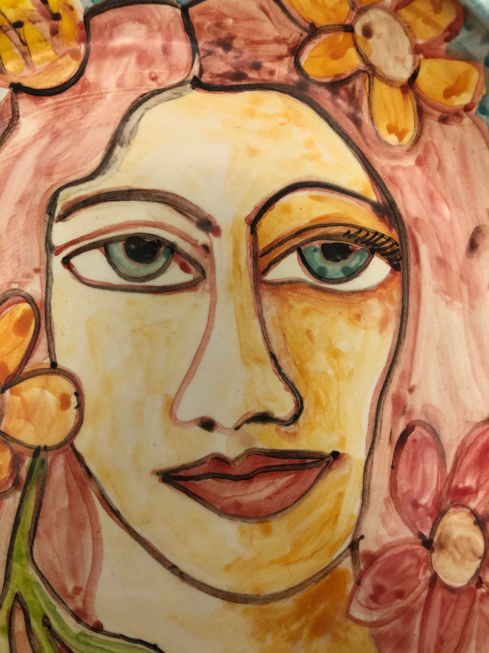 Hand Painted Ceramic Bowl, "Flower Child" - 2