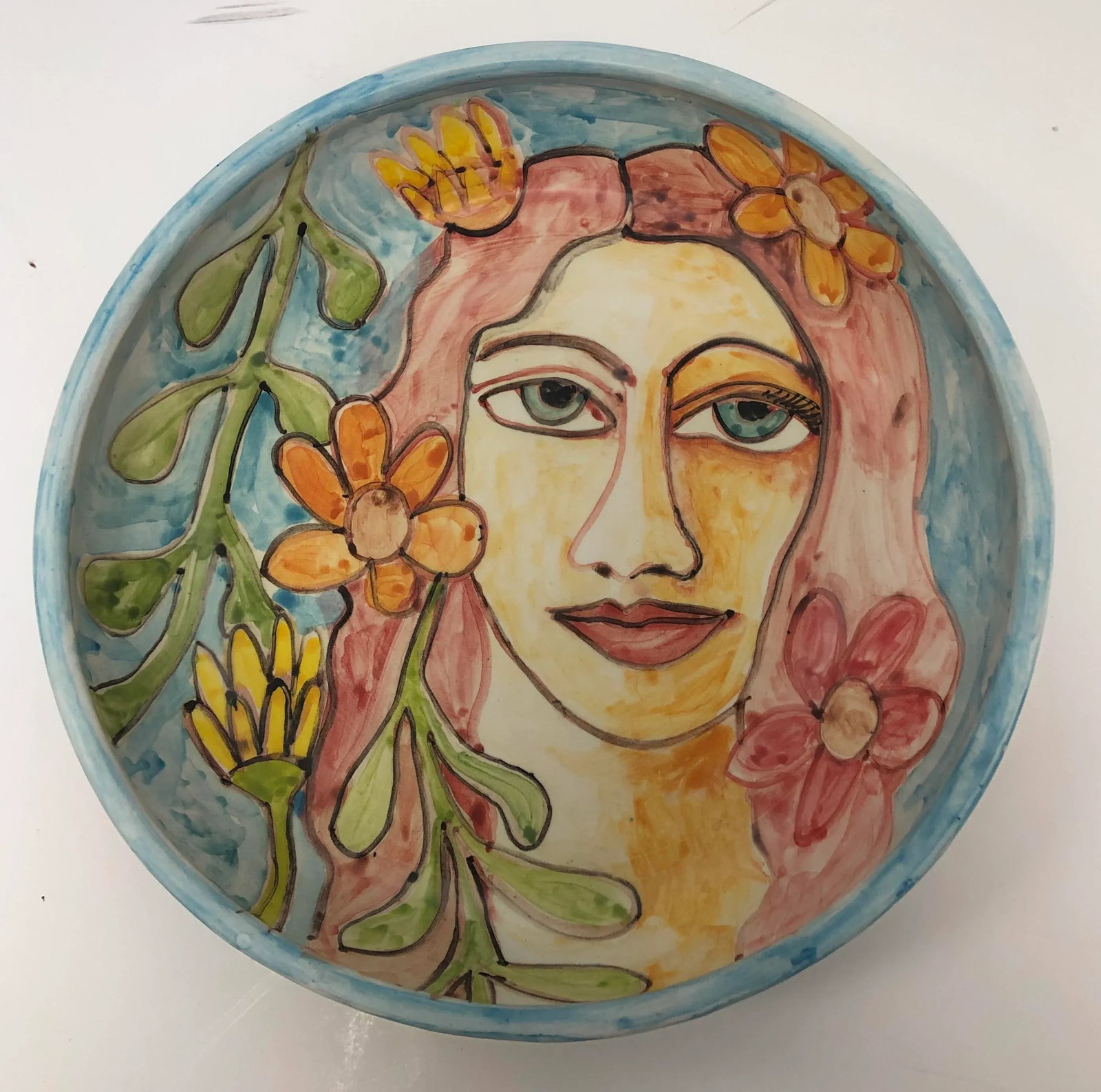 Hand Painted Ceramic Bowl, "Flower Child" - 4